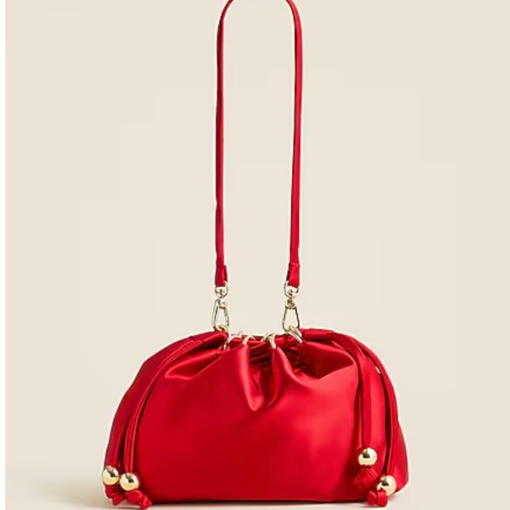 J.CREW Drawstring pouch bag in satin Radiant Ruby - Picture 3 of 8